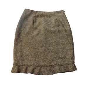 Michele brown tweed ruffle hem pencil skirt size 4